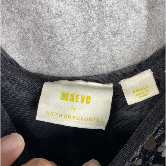 Maeve Bouse Womens Small Black Sleeveless Sequin Bow Tie Straps Hoilday - Picture 7 of 11